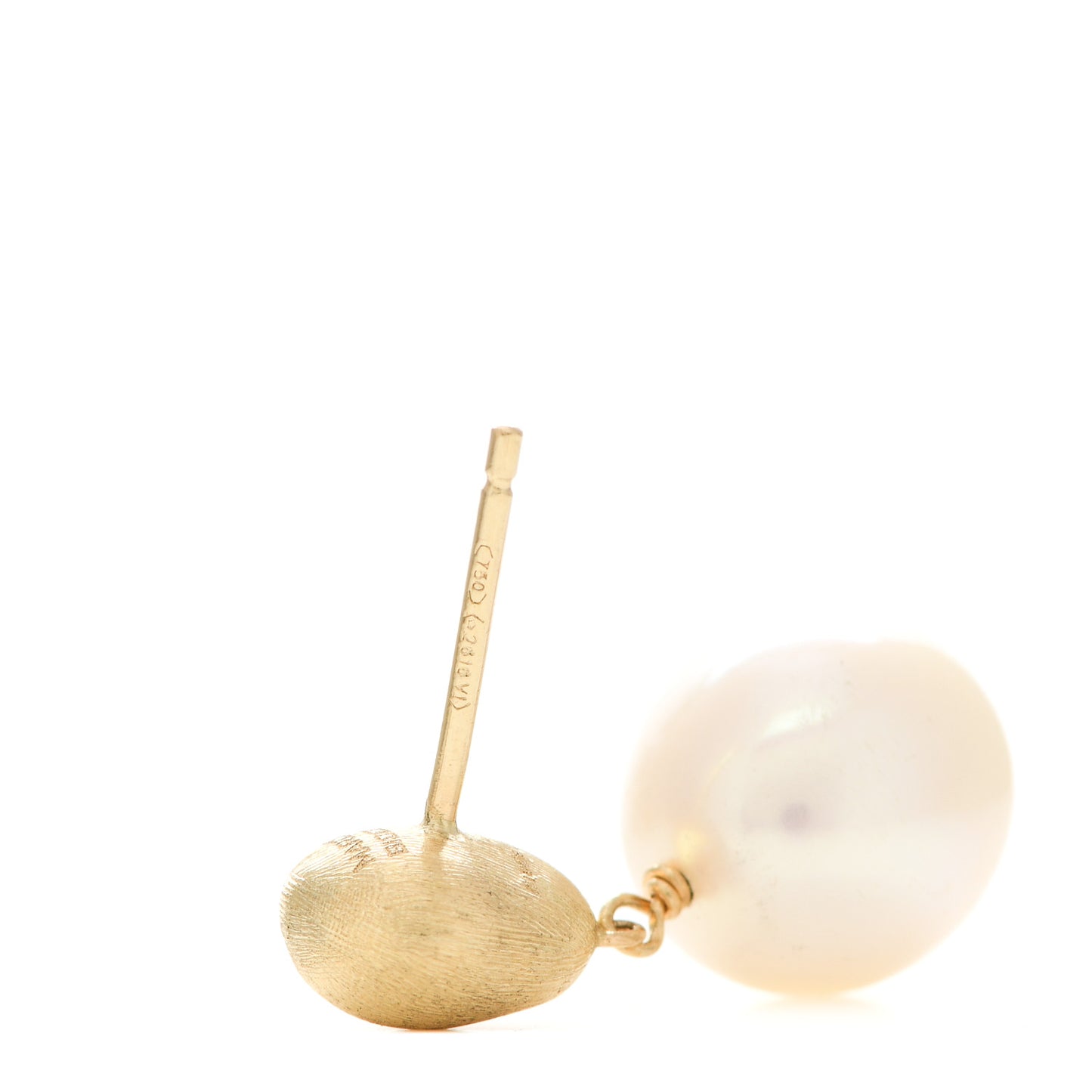 18K Yellow Gold Pearl Africa Drop Earrings