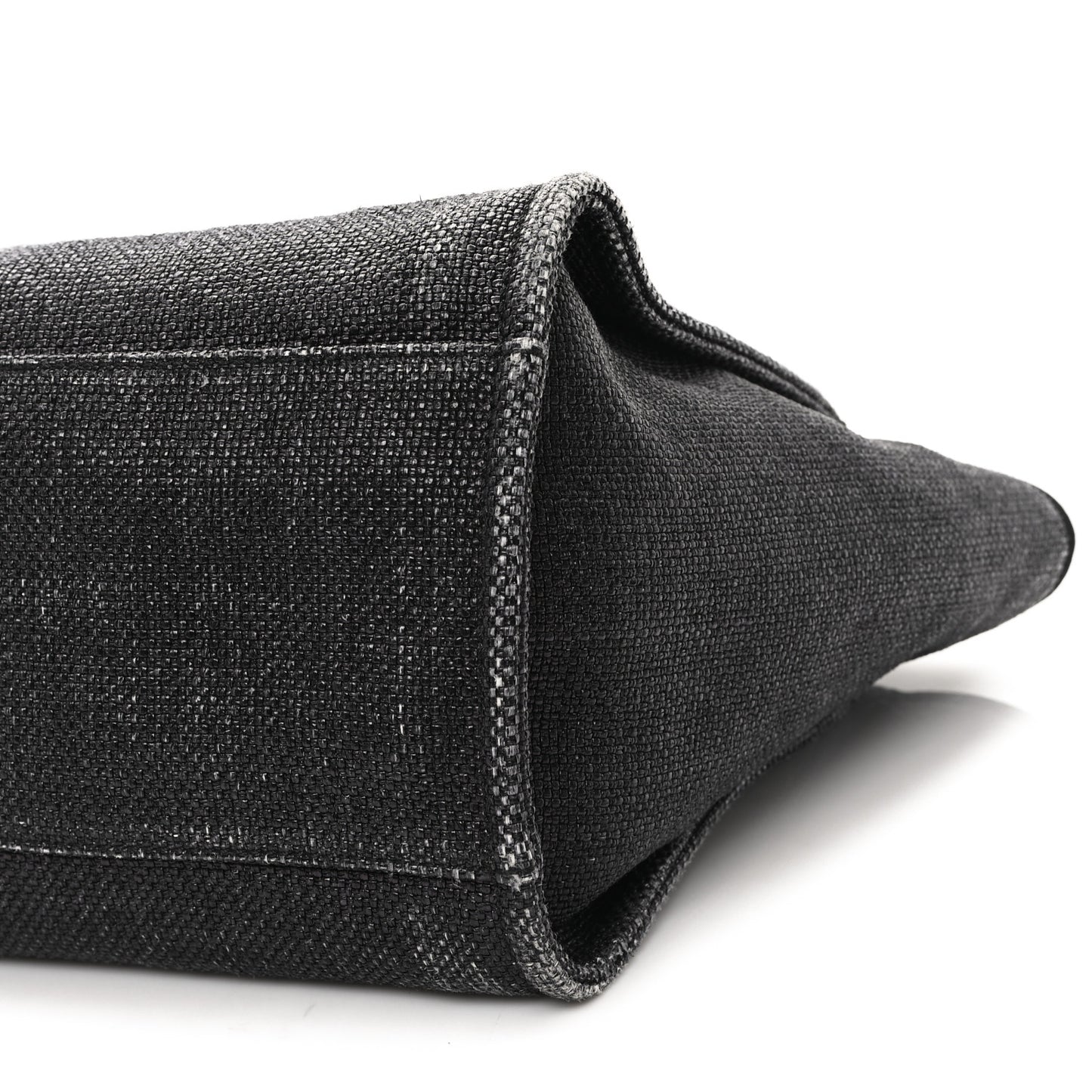 Woven Straw Raffia Large Deauville Tote Black