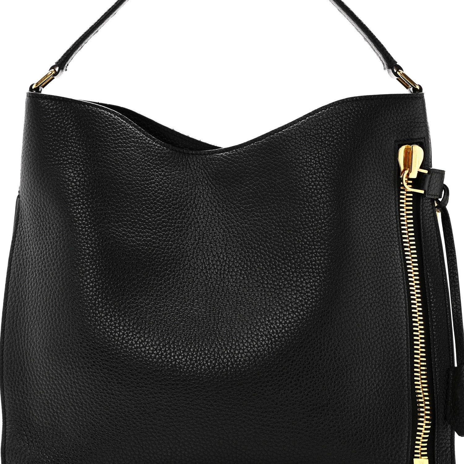 Tom Ford Pebbled Calfskin Small Alix Padlock Zip Hobo Bag Black 8 of 10