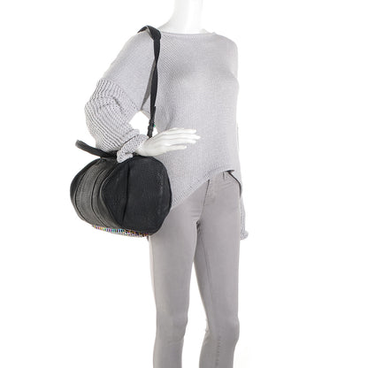 Alexander Wang Pebbled Lambskin Rocco Duffel Matte Black w Iridescent Hardware 2 of 6