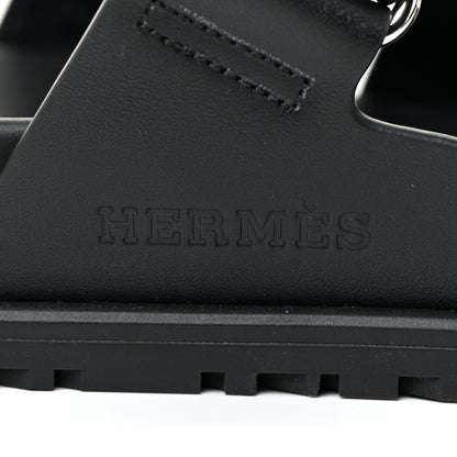 Hermes Calfskin Womens Chypre Sandals 37.5 Black 10 of 11