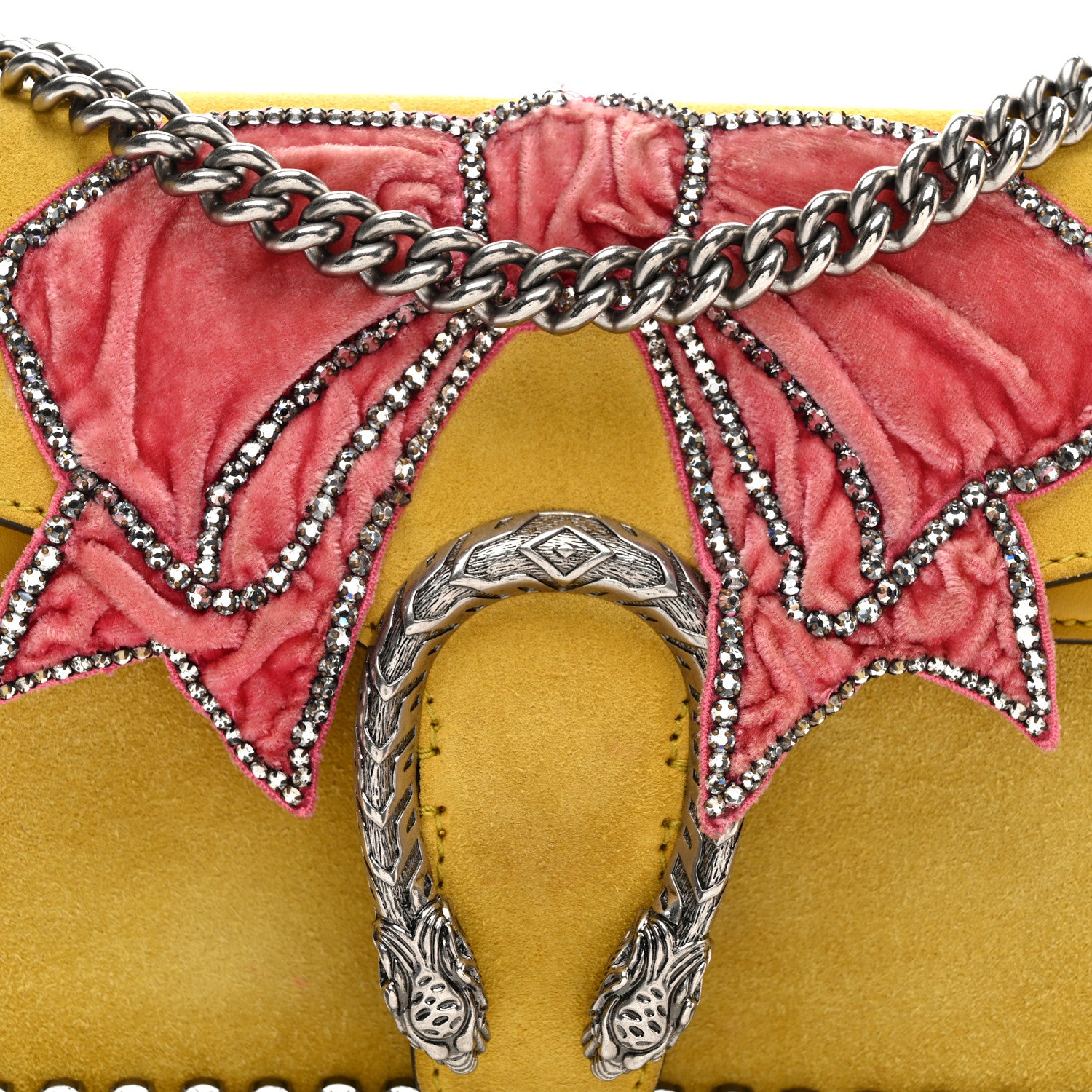 Gucci Suede Crystal Bow Embroidered Small Dionysus Shoulder Bag Yellow 7 of 14