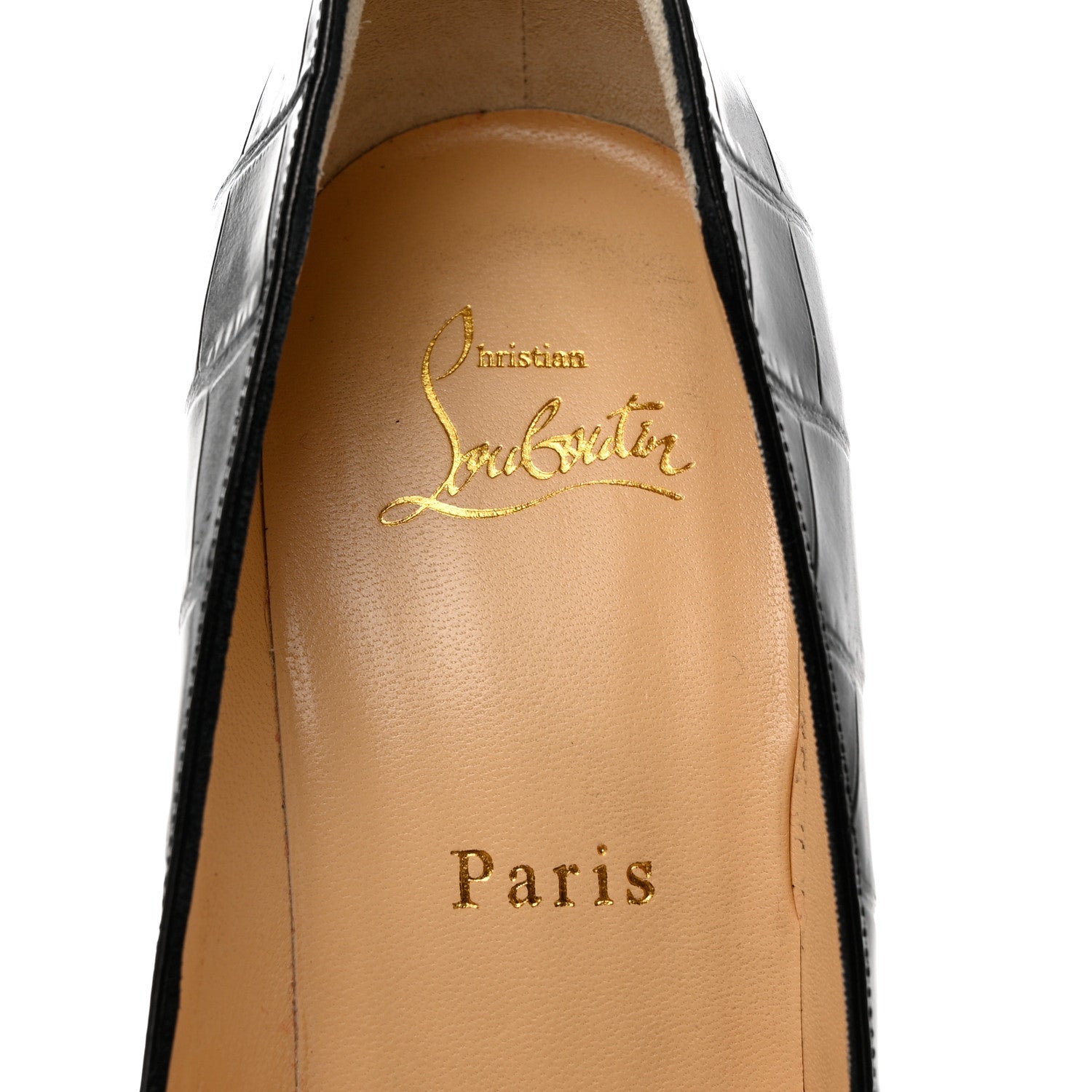 Christian Louboutin Calfskin Crocodile Embossed Pigalle Follies 100 Pumps 39 Black 6 of 8