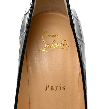 Christian Louboutin Calfskin Crocodile Embossed Pigalle Follies 100 Pumps 39 Black 6 of 8