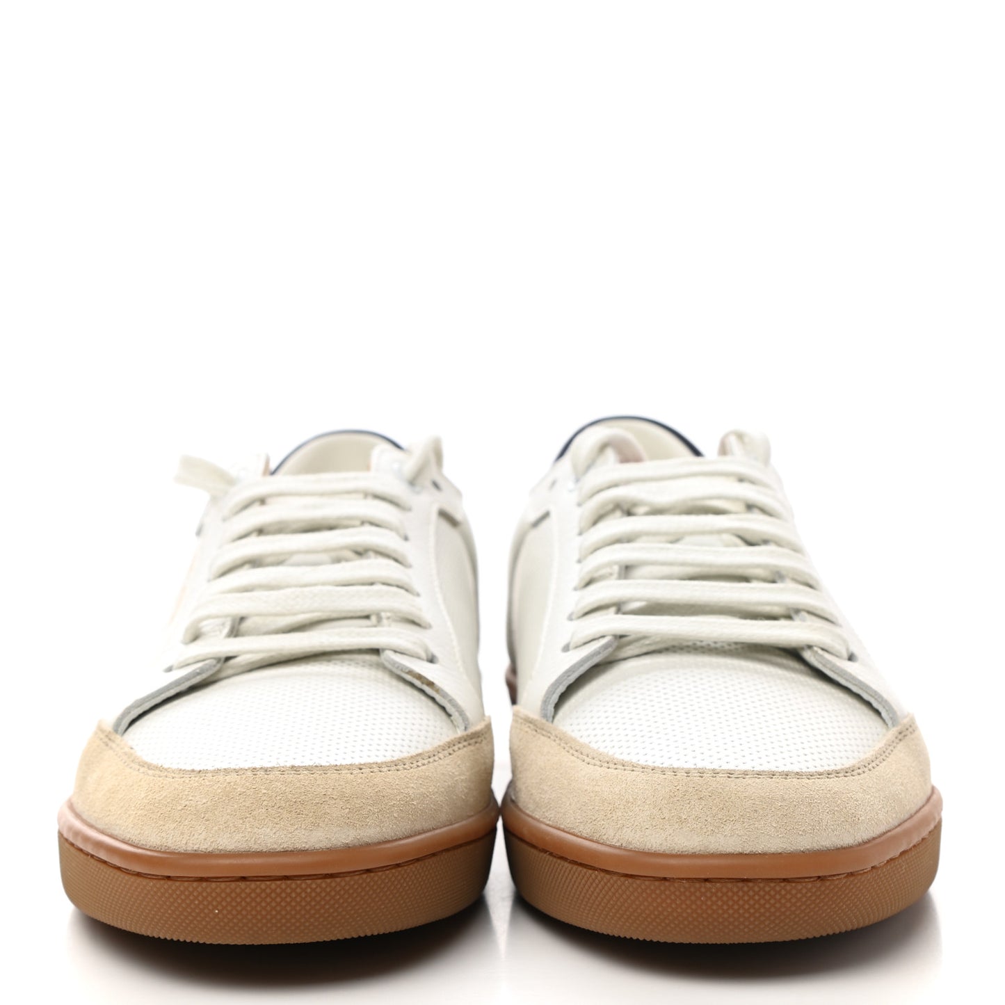 Calfskin Perforated Suede SL10 Court Classic Low Top Sneakers 39.5 White