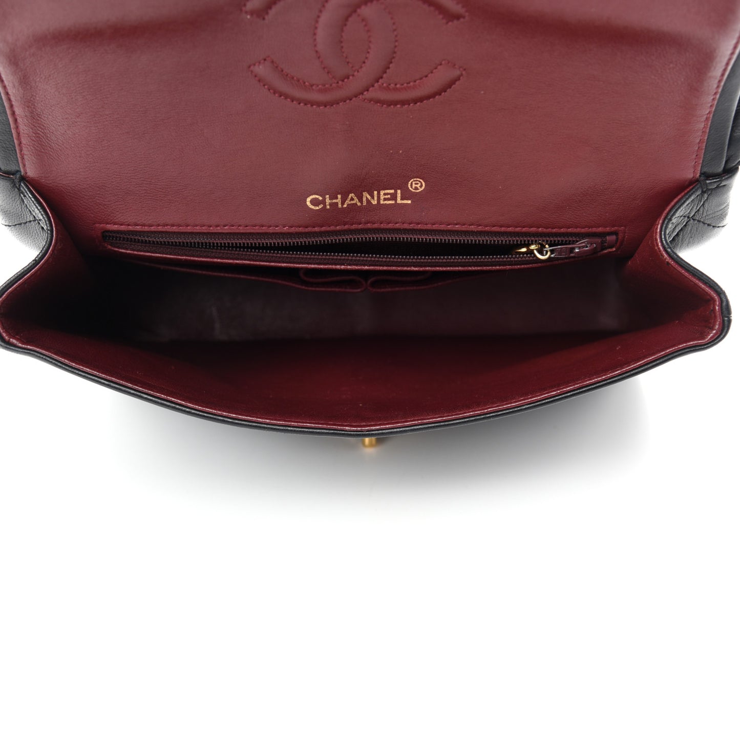 Lambskin Quilted Medium Double Flap Black