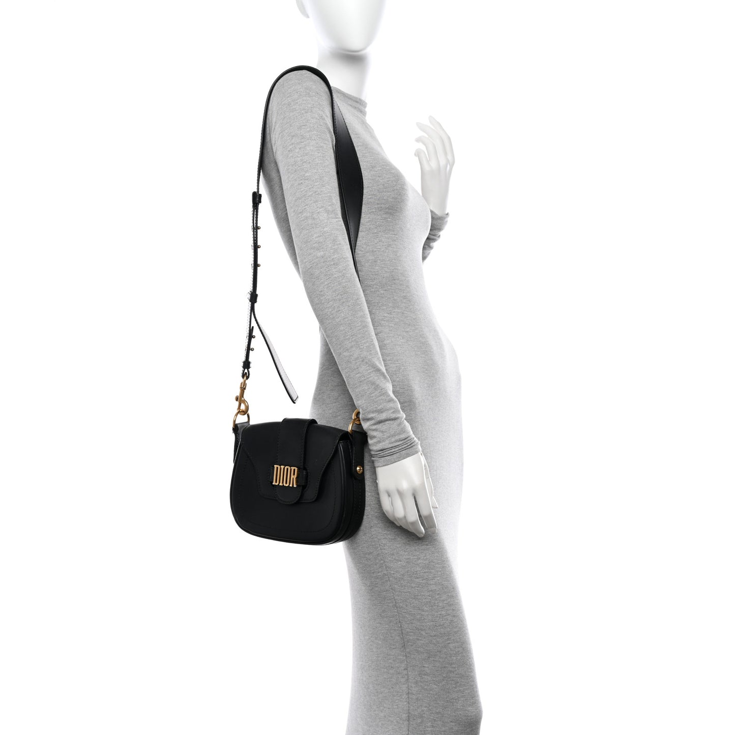 Calfskin D Fence Saddle Bag Black