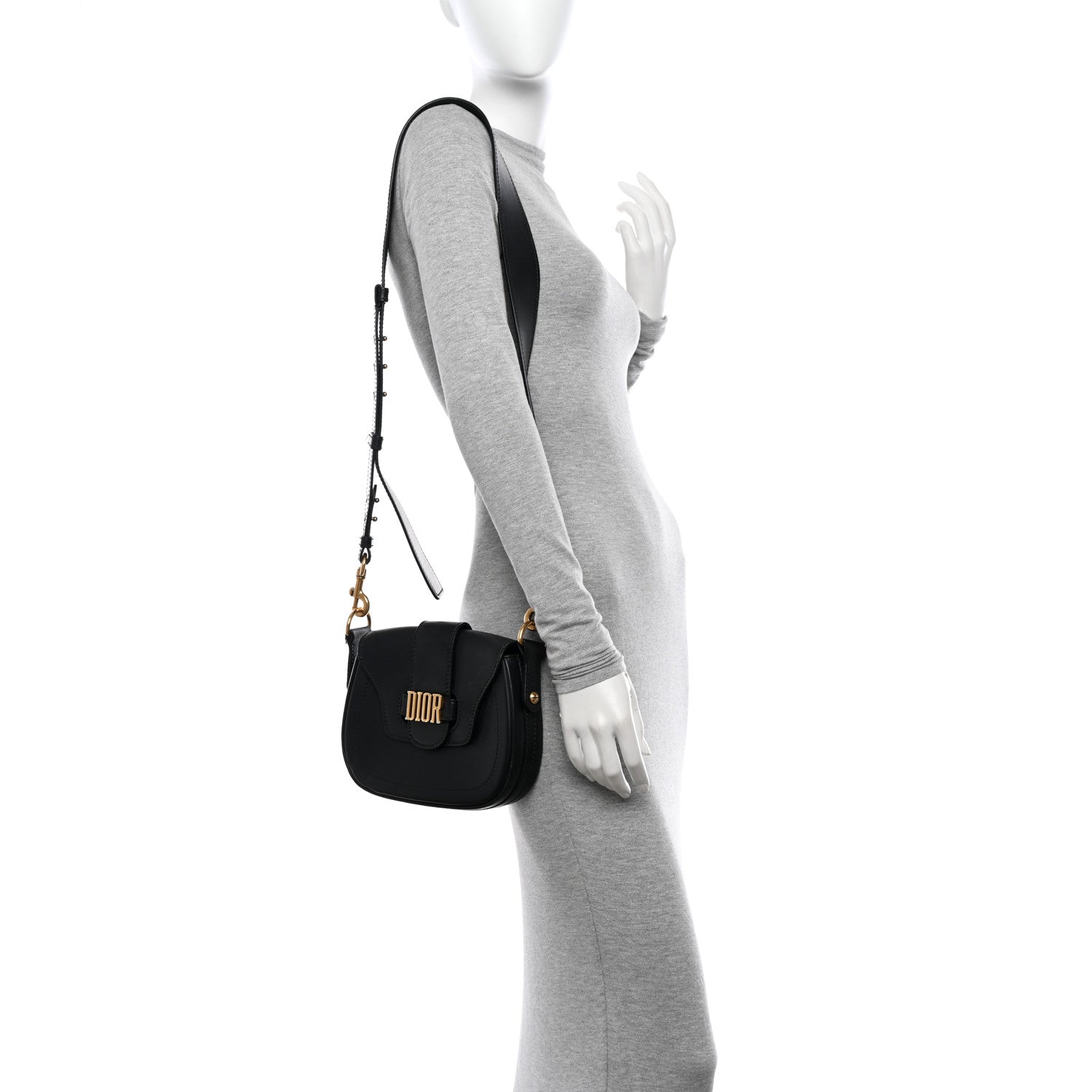 Christian Dior Calfskin D Fence Saddle Bag Black 2 of 15