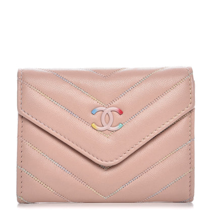 Chanel Lambskin Chevron Quilted Card Holder Light Pink 1 of 7