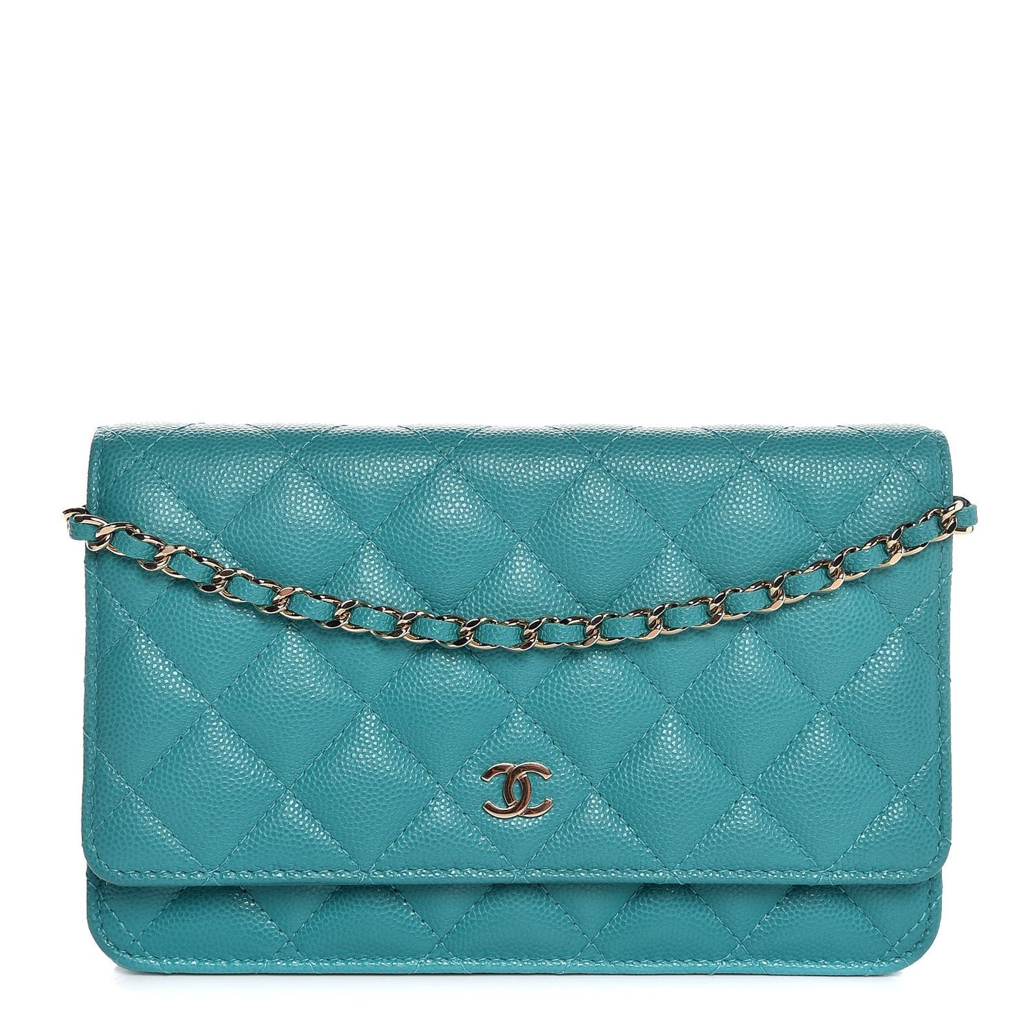 Caviar Quilted Wallet On Chain WOC Turquoise