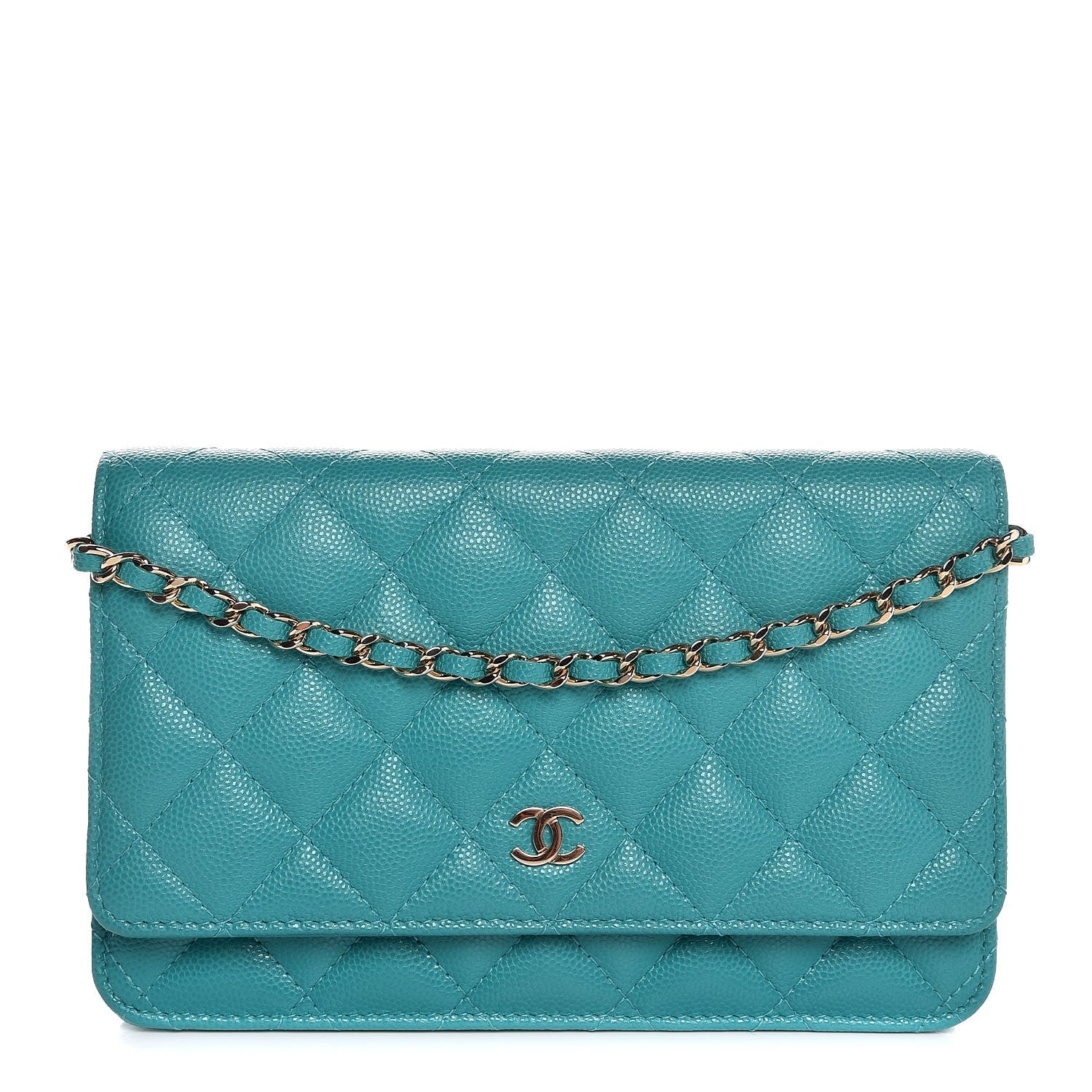 Chanel Caviar Quilted Wallet On Chain WOC Turquoise 1 of 9