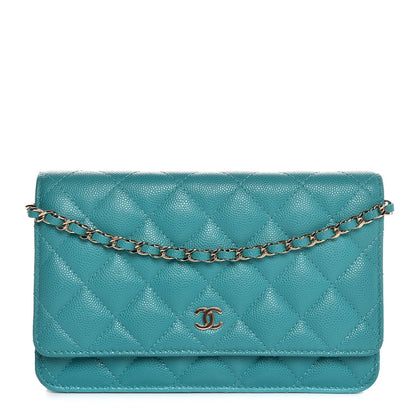 Chanel Caviar Quilted Wallet On Chain WOC Turquoise 1 of 9