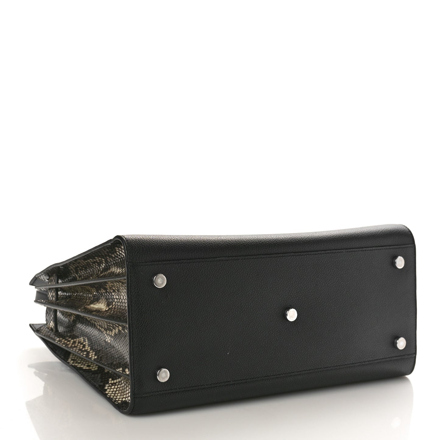 Grained Calfskin Python Embossed Small Sac De Jour Black