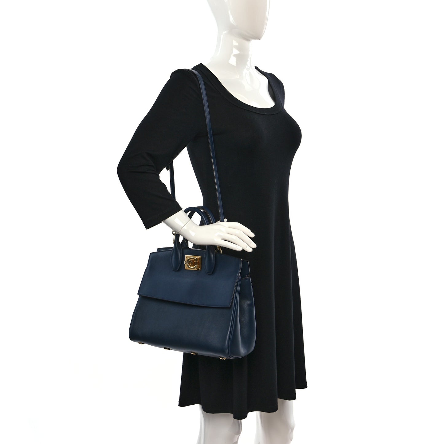 Calfskin Medium Studio Bag Navy