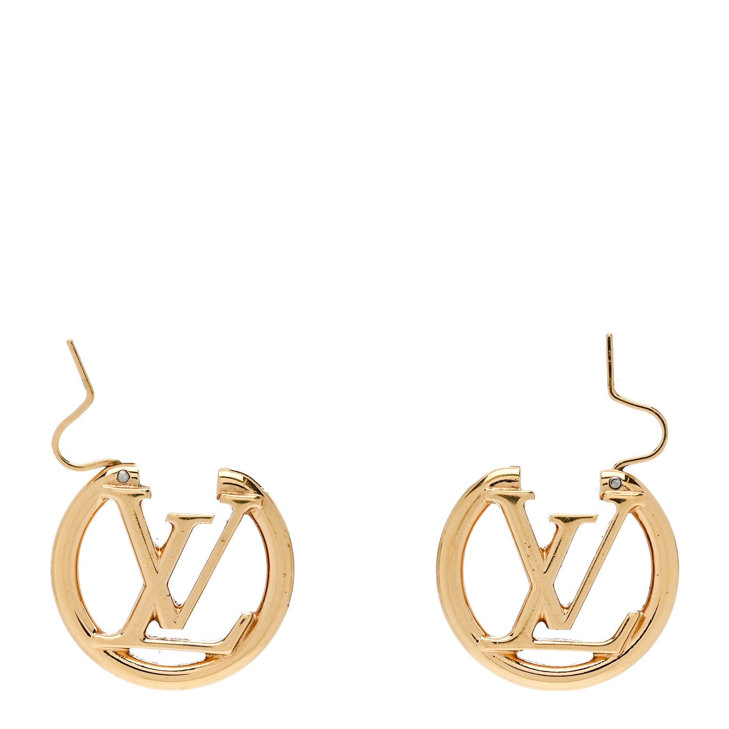 Louis Vuitton Metal Small Louise Hoop Earrings Gold 3 of 5