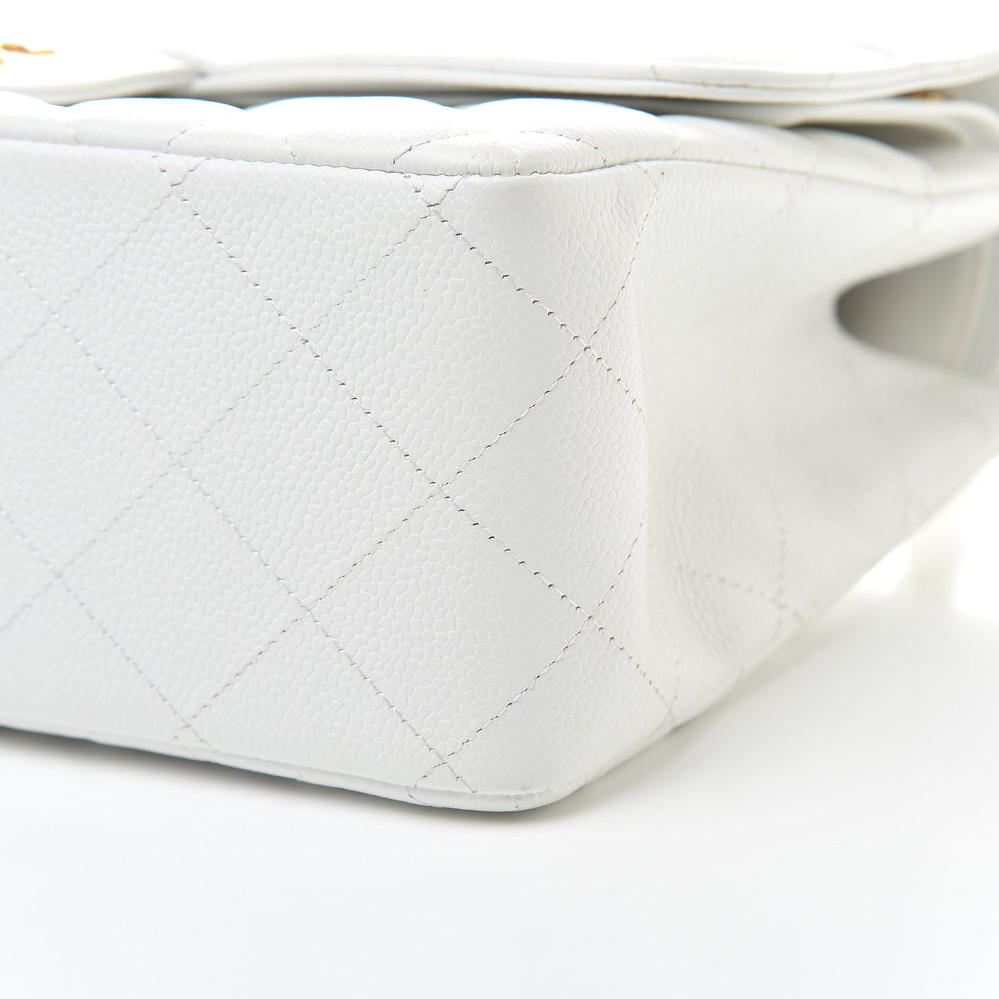 Caviar Quilted Jumbo Double Flap White