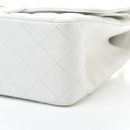 Chanel Caviar Quilted Jumbo Double Flap White 10 of 11