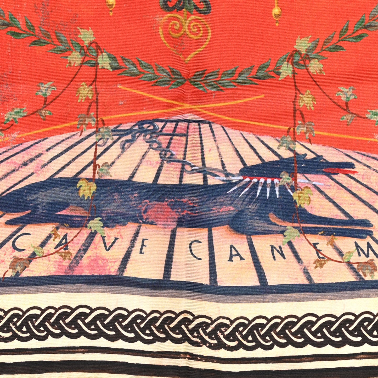 Silk Cave Canem Print Square Scarf
