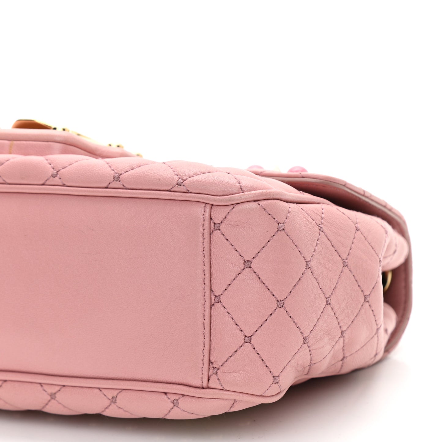 Lambskin Watersnake Embellished Lucia Shoulder Bag Rosa