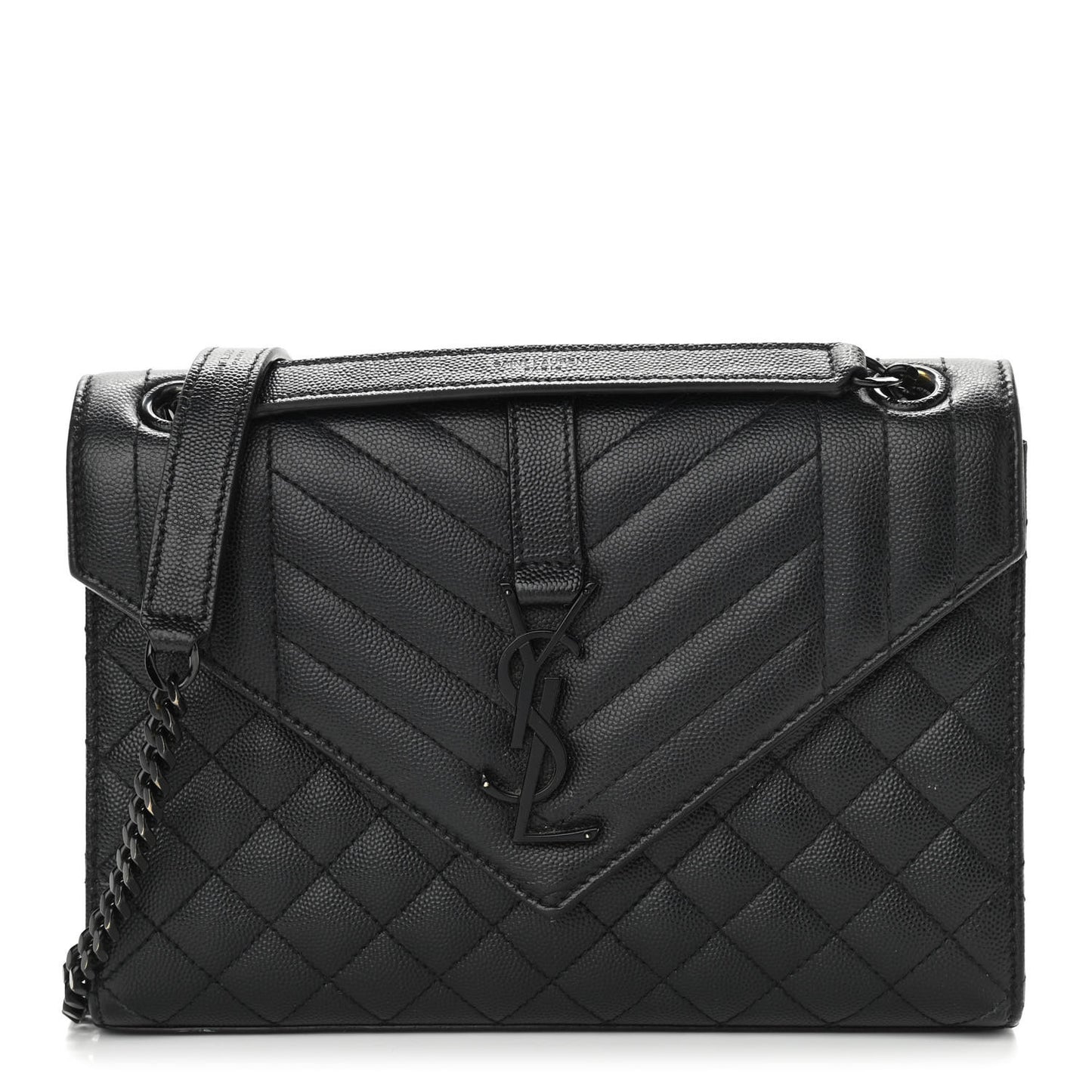 Grain De Poudre Textured Mixed Matelasse Triquilt Medium Monogram Satchel Black