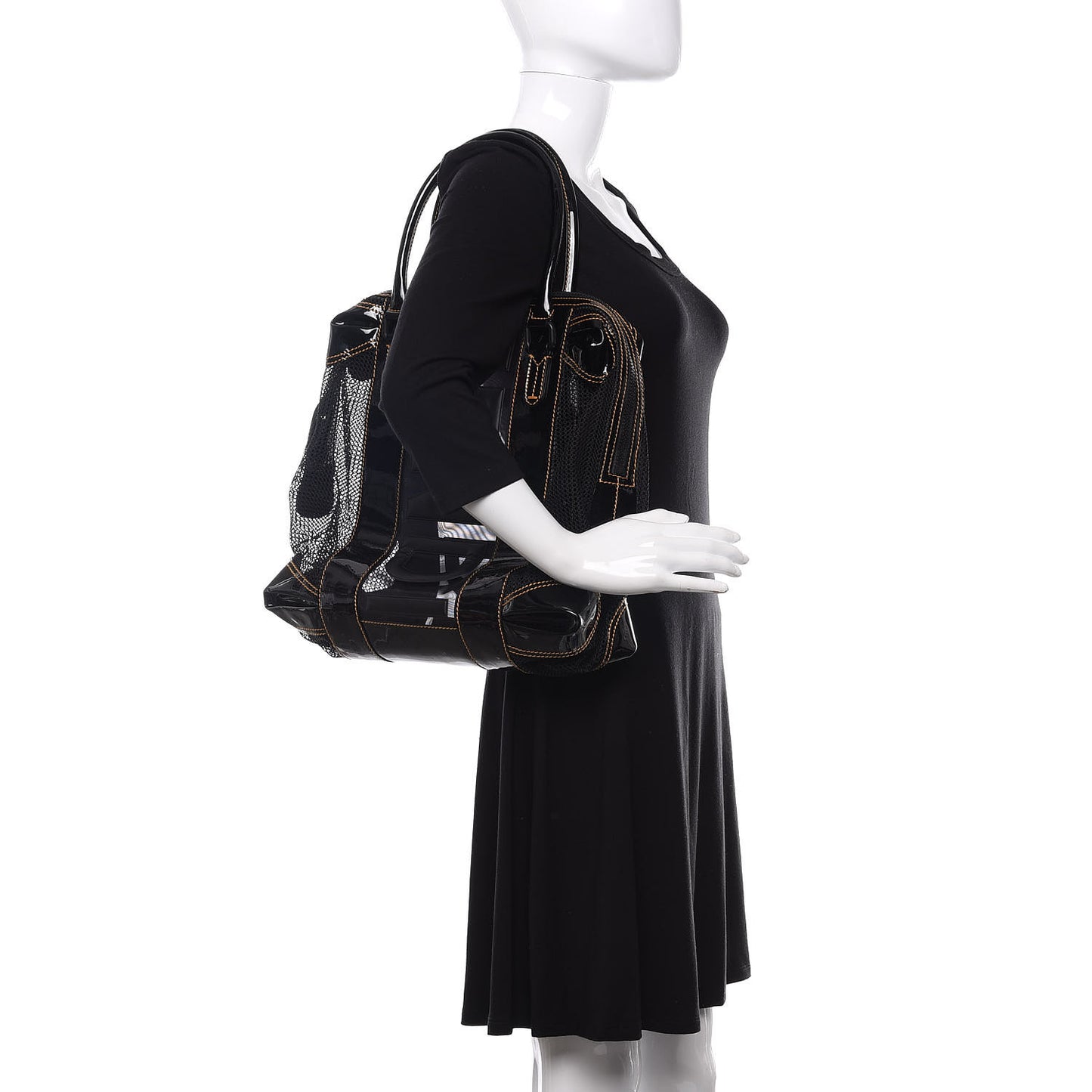 Patent Mesh Large B Mix Tote Black