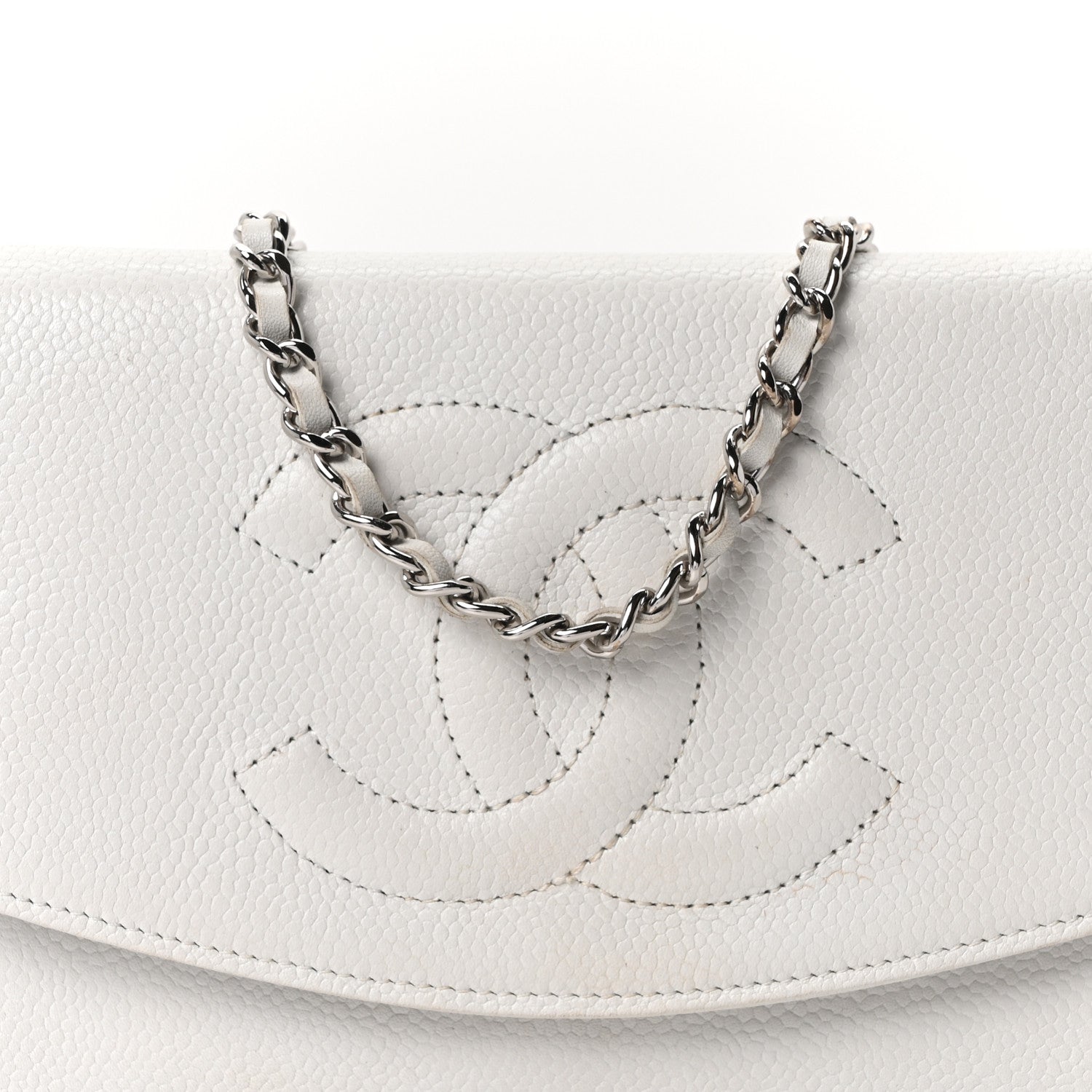 Chanel Caviar Timeless CC Wallet on Chain WOC White 9 of 11