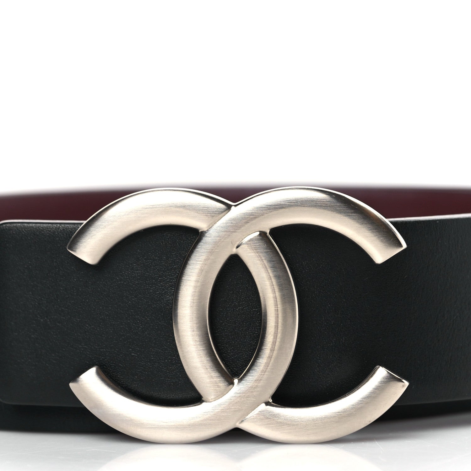 Chanel Calfskin CC Reversible Belt 85 34 Black Burgundy 2 of 6