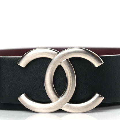 Chanel Calfskin CC Reversible Belt 85 34 Black Burgundy 2 of 6