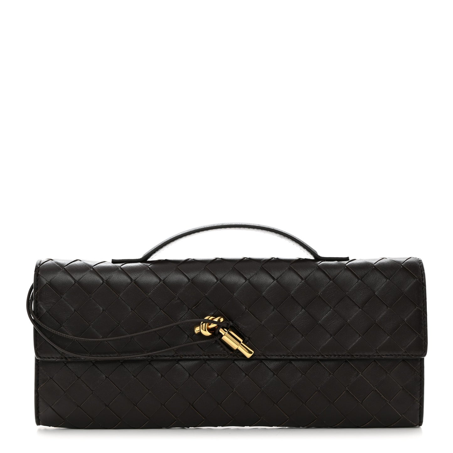 Nappa Intrecciato Long Andiamo Top Handle Clutch Fondant