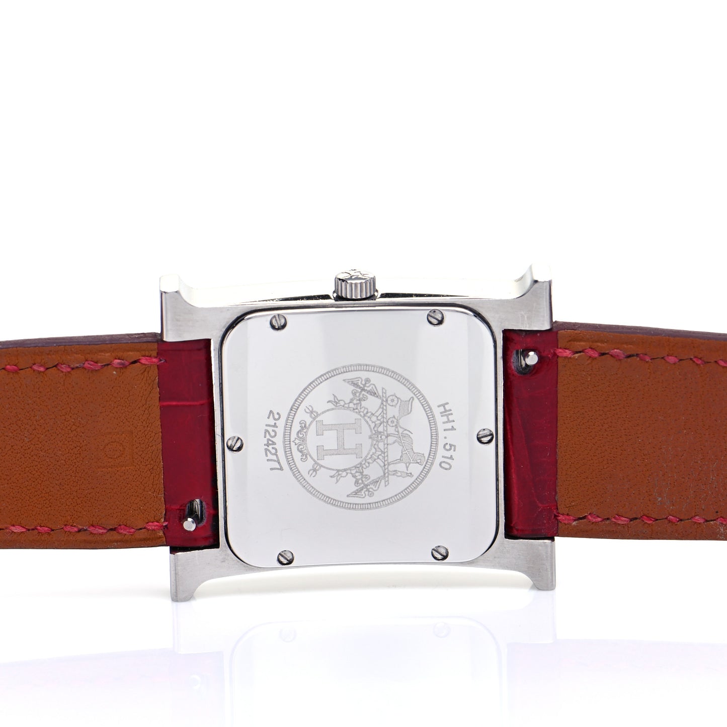 Stainless Steel Alligator 26mm Heure H Hour Quartz Watch Rouge Casaque