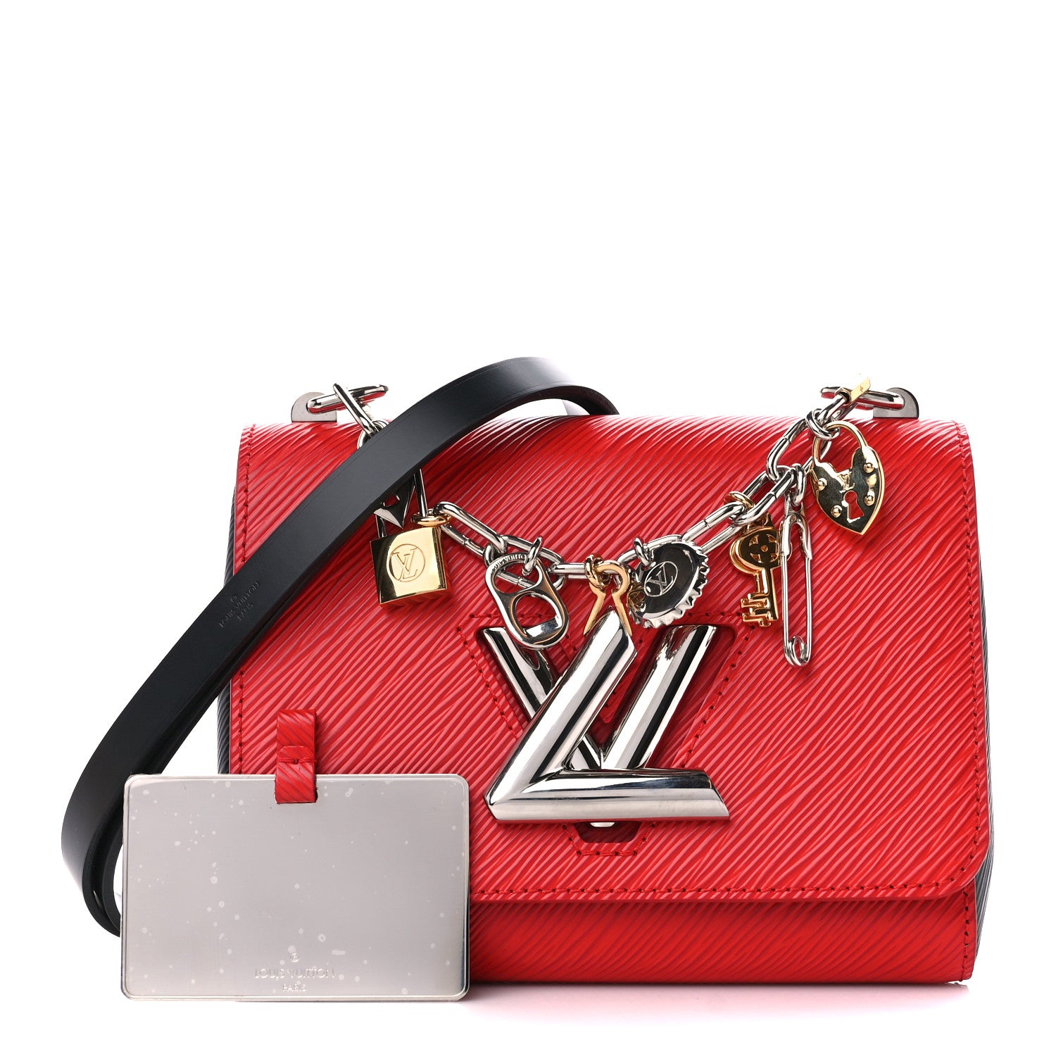 Louis Vuitton Epi Twist Bi-Color Love Lock Charm Shoulder Bag PM Red Black 1 of 10