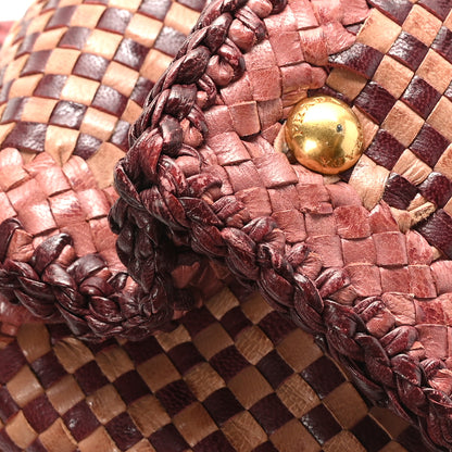 Prada Madras Woven Medium Tote Ribes Mughetto 9 of 10
