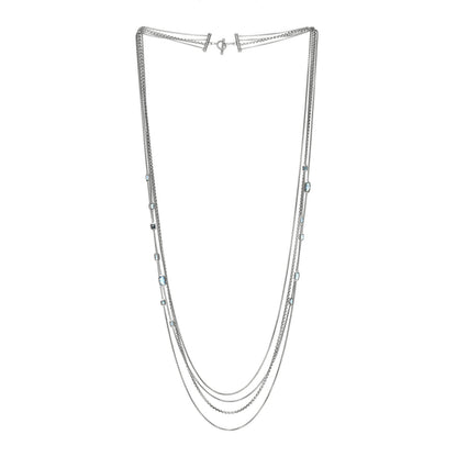 David Yurman Sterling Silver Diamond Blue Topaz Confetti Station Necklace 2 of 3