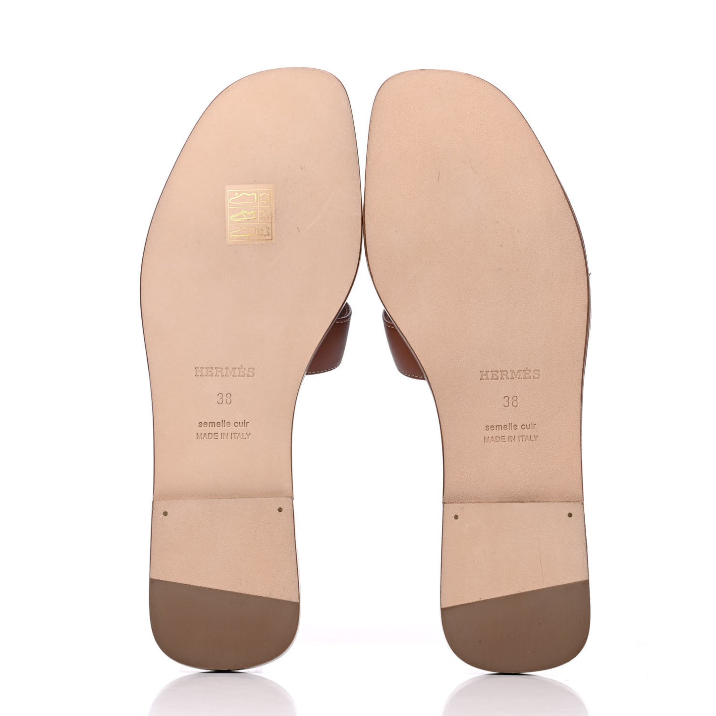 Box Calfskin Oran Sandals 38 Gold