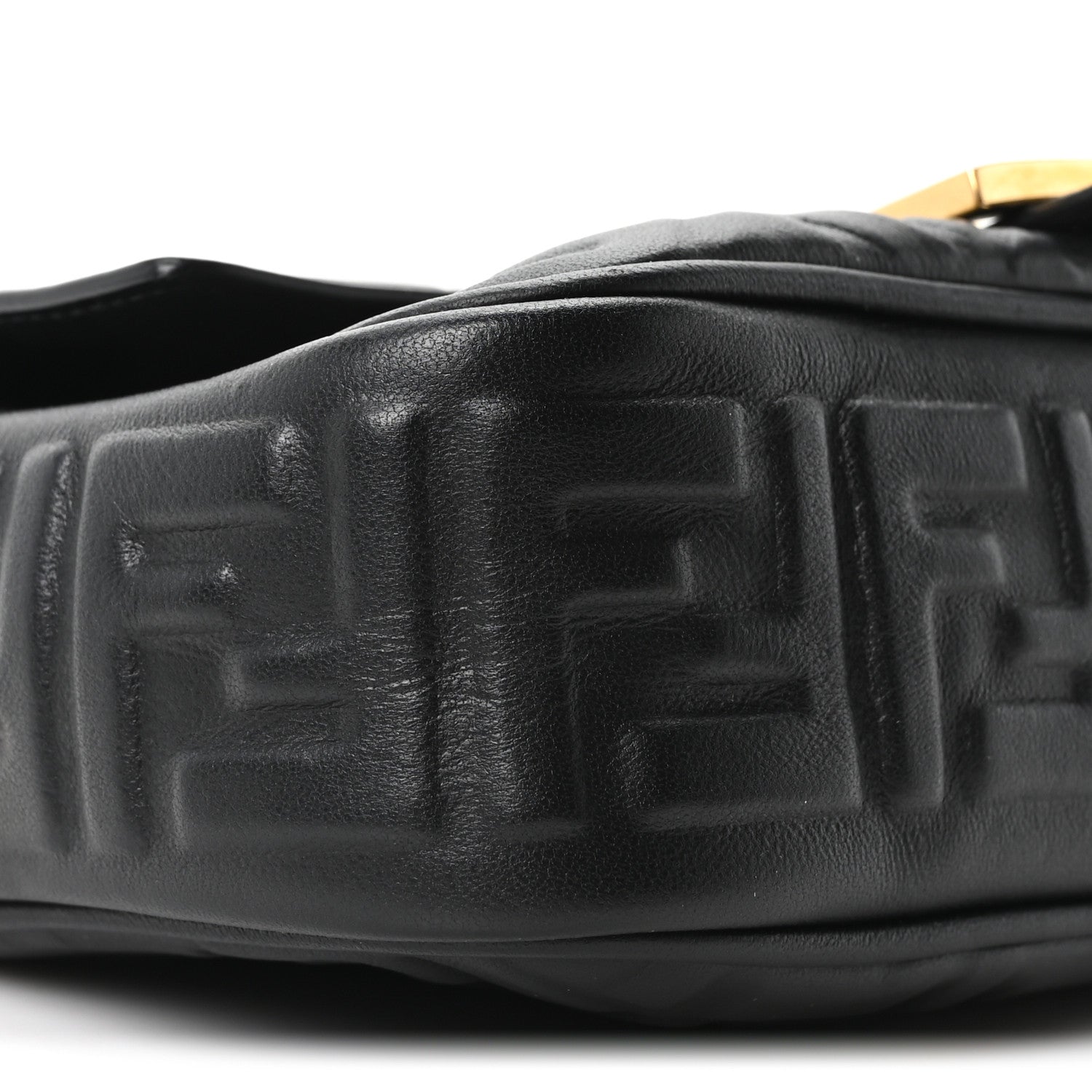 Fendi Nappa Small FF Embossed Midi Chain Baguette Black 9 of 10