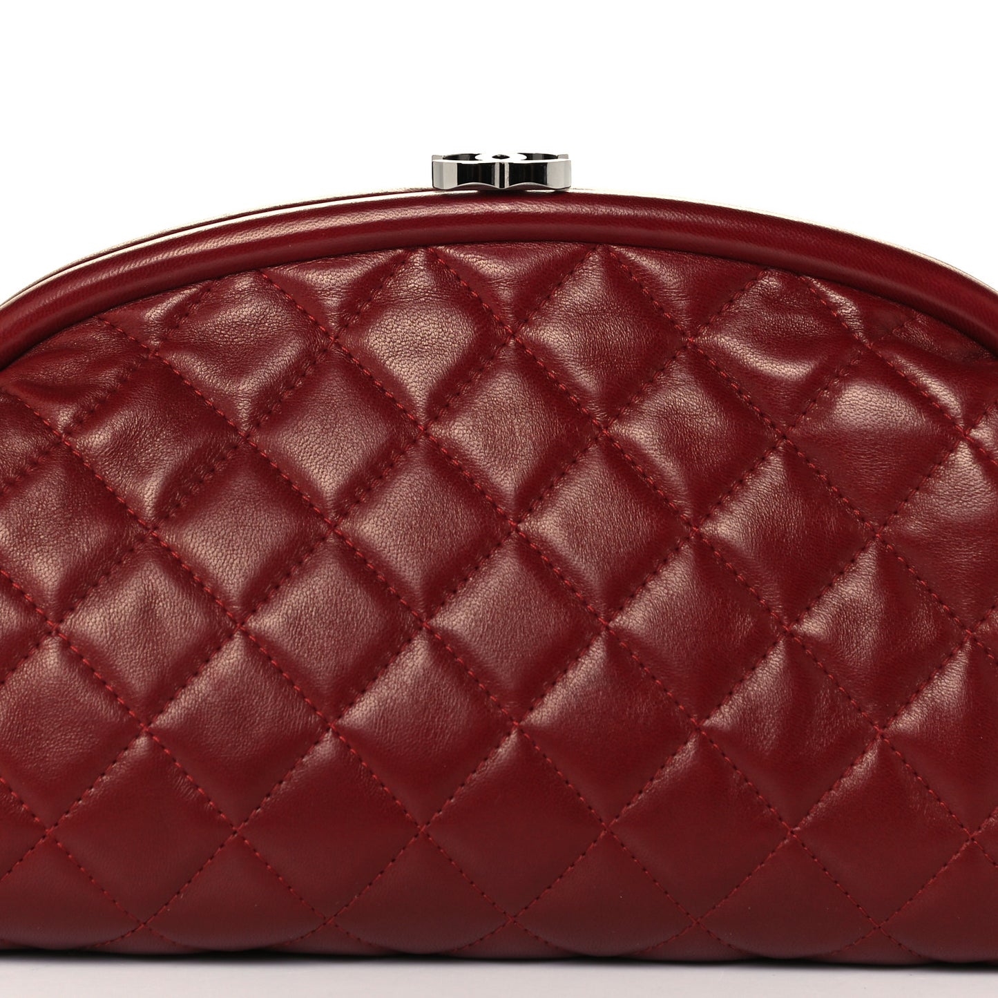Lambskin Quilted Timeless Clutch Dark Red