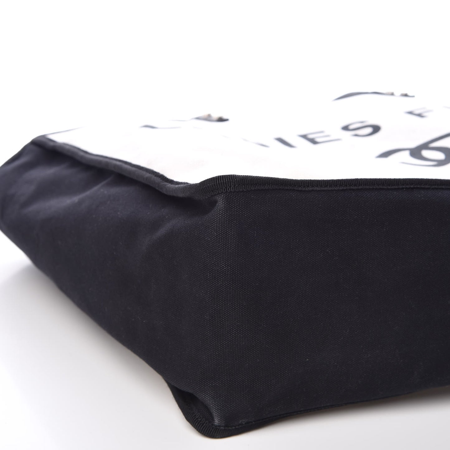 Canvas Calfskin Large Let's Demonstrate Tote White Black