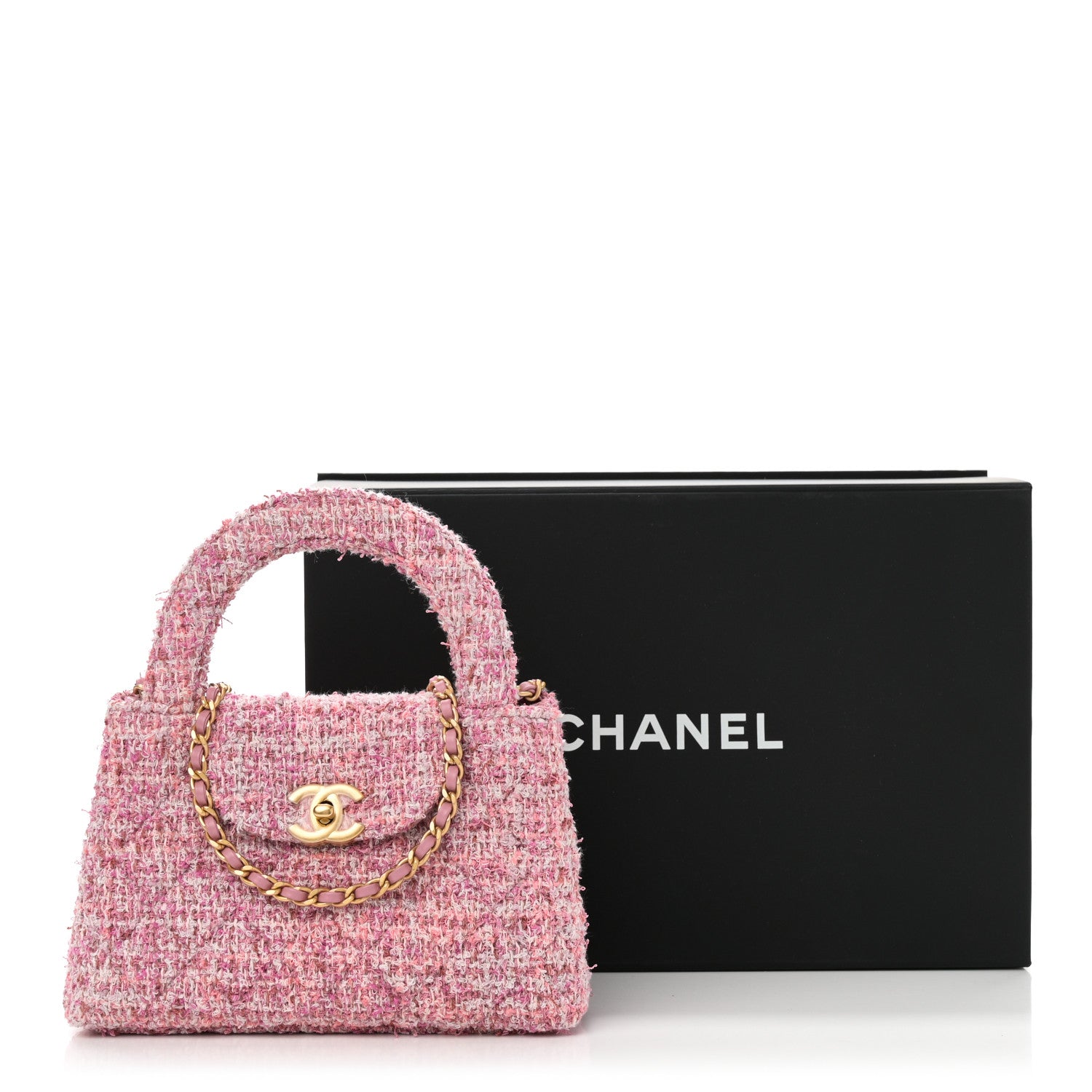 Chanel Tweed Quilted Nano Kelly Shopper Pink 11 of 11