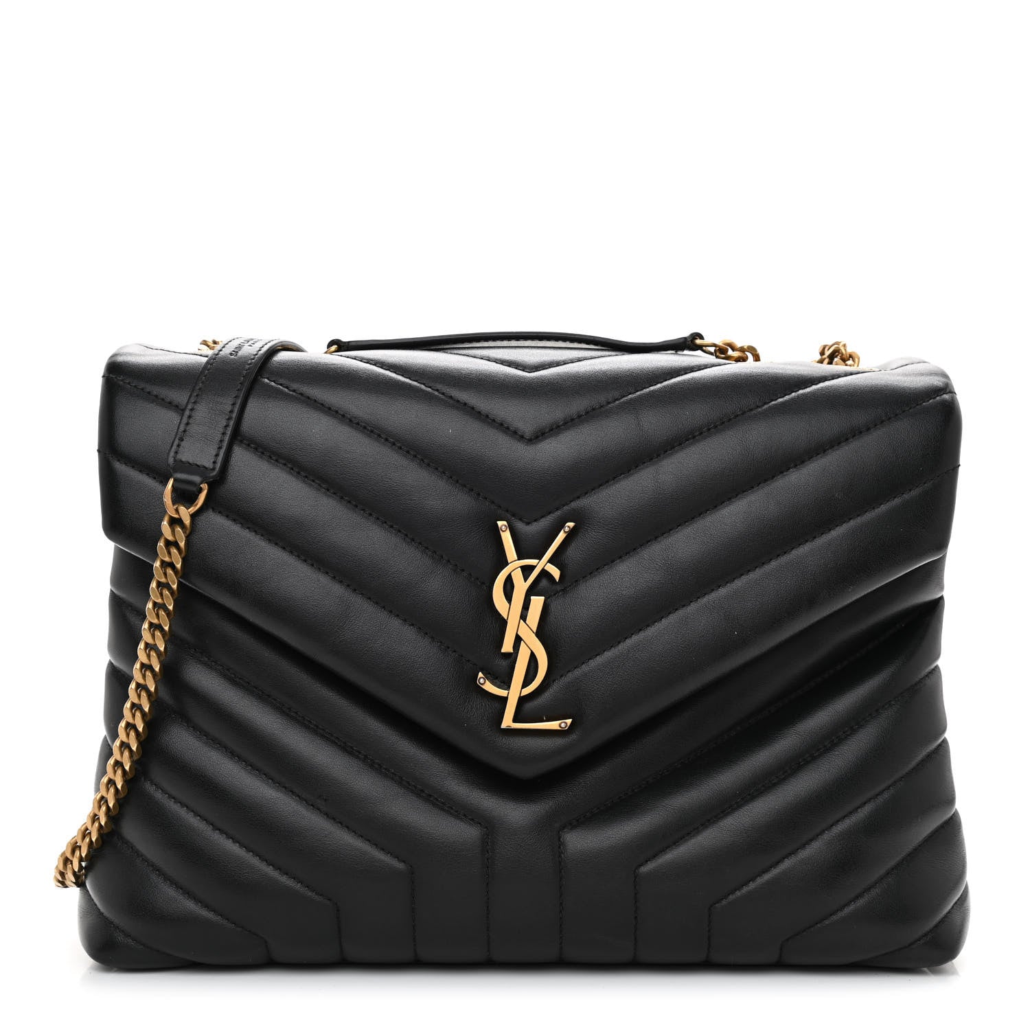 Saint Laurent Calfskin Y Quilted Monogram Medium Loulou Chain Satchel Black 1 of 9