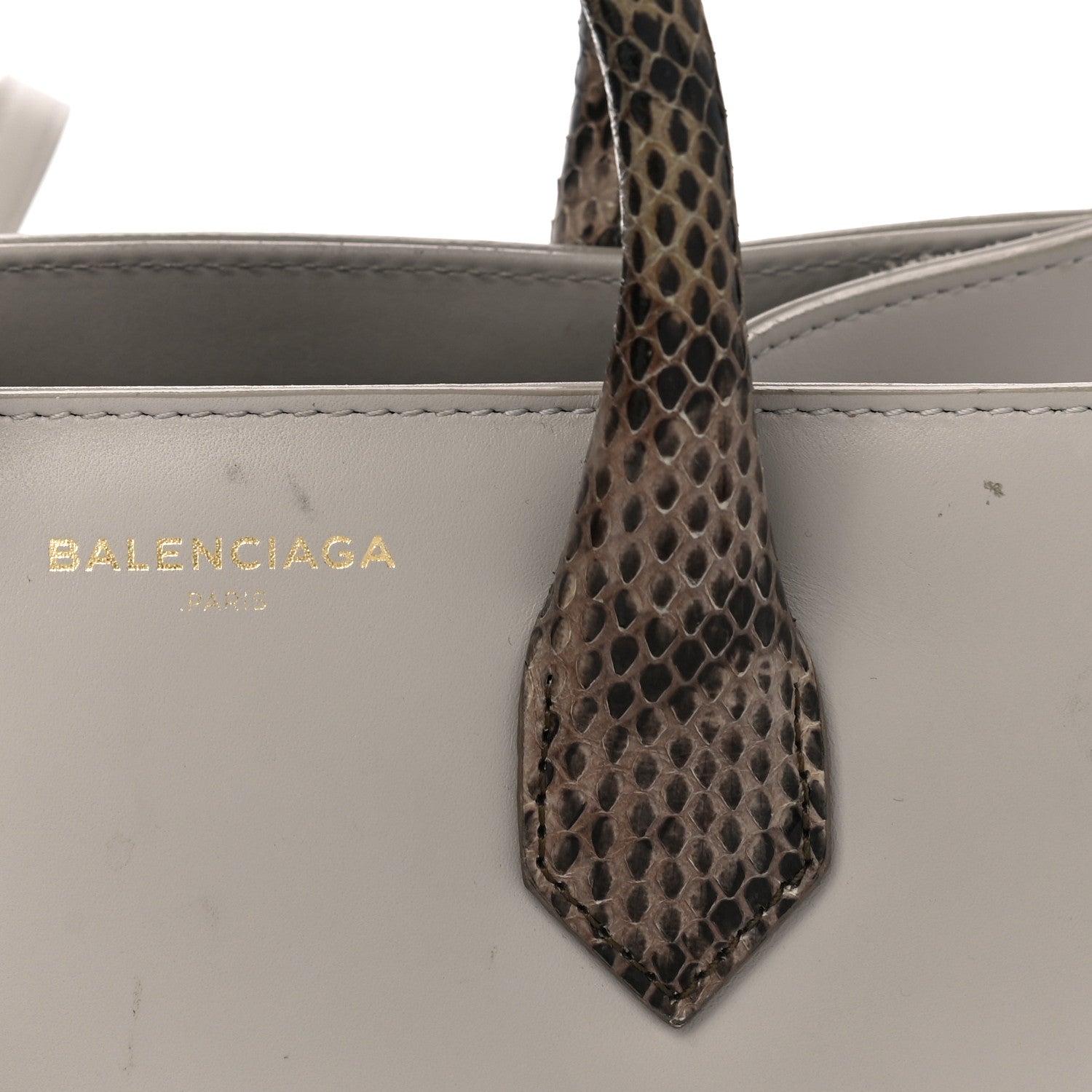 Balenciaga Calfskin Elaphe Snakeskin Mini Padlock All Afternoon Tote Gris Acier 12 of 12