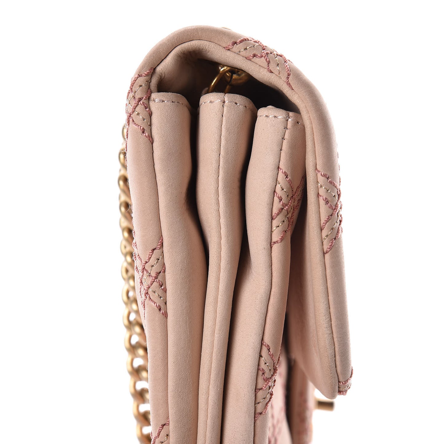 Calfskin Triple Stitched Medium Flap Pink