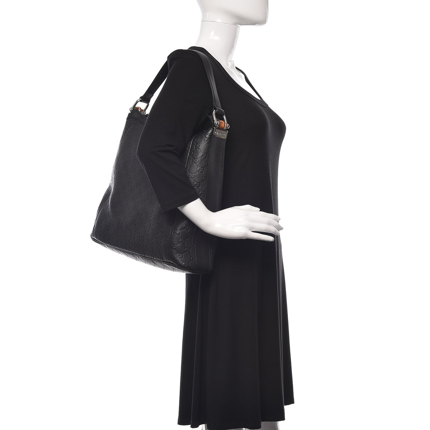 Guccissima Large Bamboo D-Ring Hobo Black