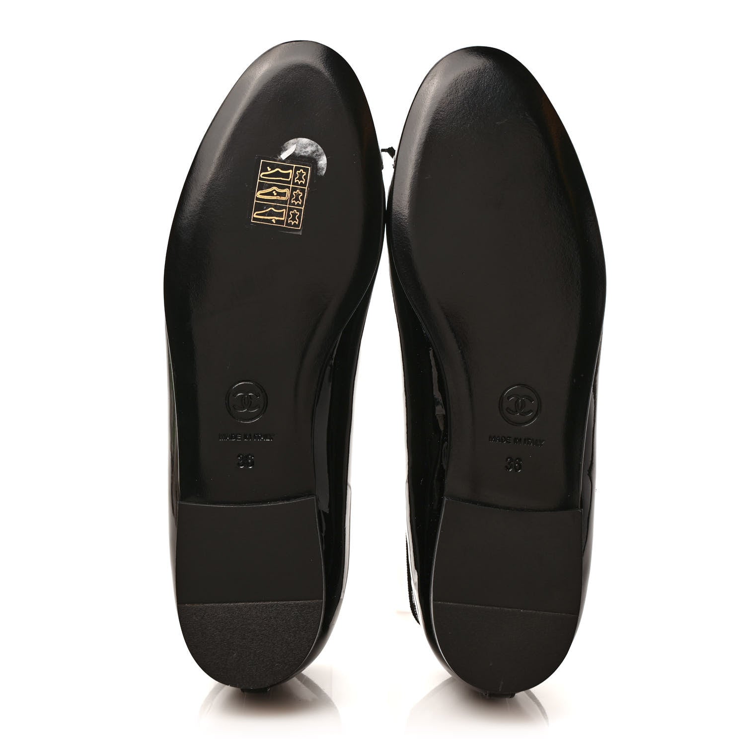 Chanel Patent CC Cap Toe Ballerina Flats 36 Black Kaki Clair 5 of 9