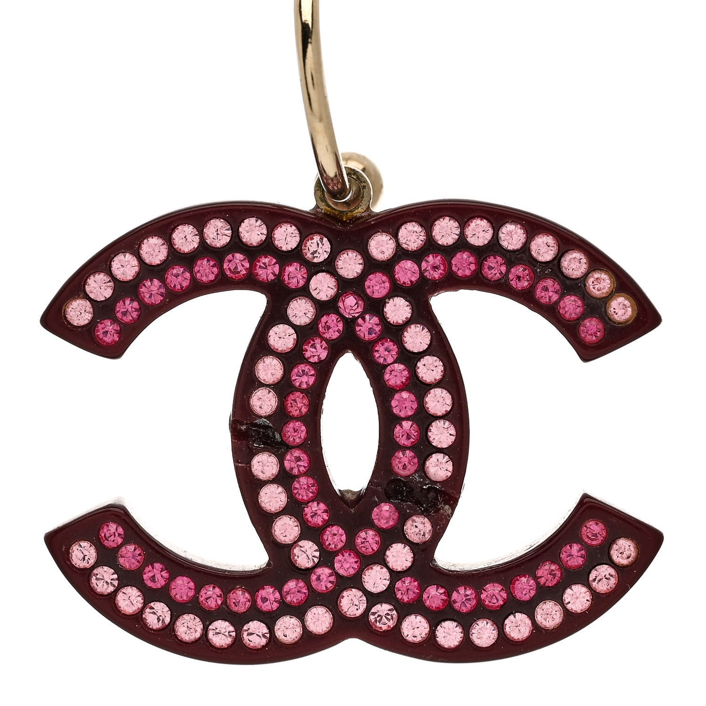 Crystal Resin CC Drop Earrings Pink Burgundy