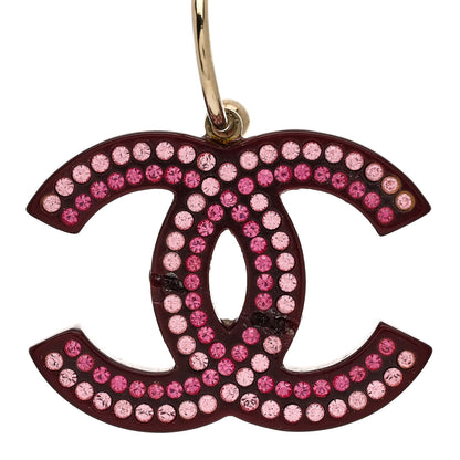 Chanel Crystal Resin CC Drop Earrings Pink Burgundy 5 of 5
