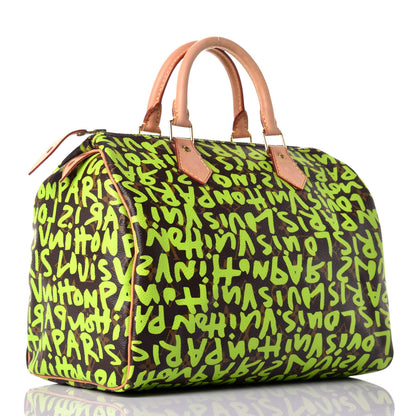 Louis Vuitton Monogram Graffiti Speedy 30 Green 3 of 9
