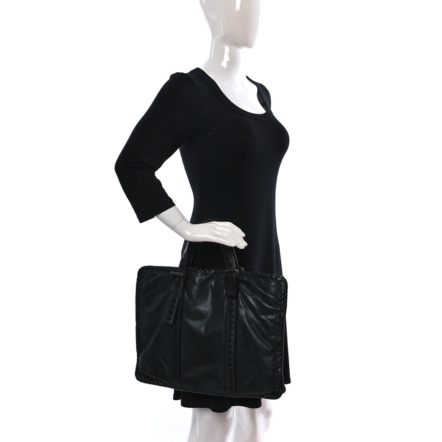 Calfskin Intrecciato Briefcase Black