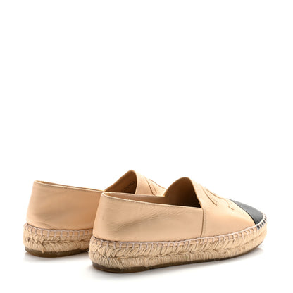 Chanel Lambskin CC Espadrilles 37 Beige Black 5 of 9
