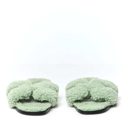 Hermes Woolskin Oran Sandals 37.5 Vert D’Eau 2 of 8