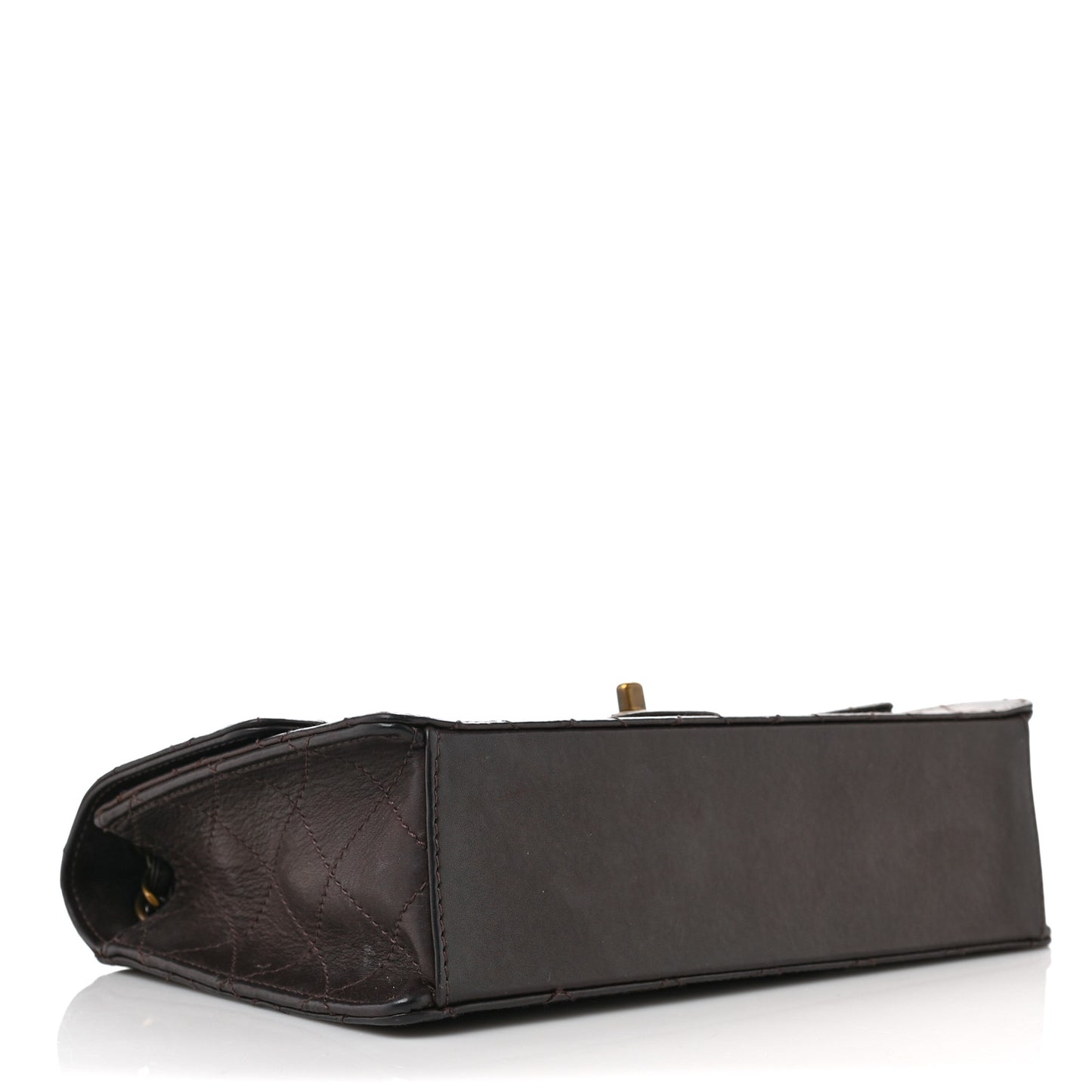 Calfskin Stitched Medium Single Flap Brown